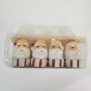 Vintage 90s Small 2" Santa Head Candles New Global Industries